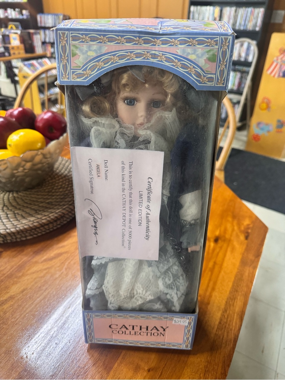 Cathay Collection Porcelain Doll in Blue Lace Dress